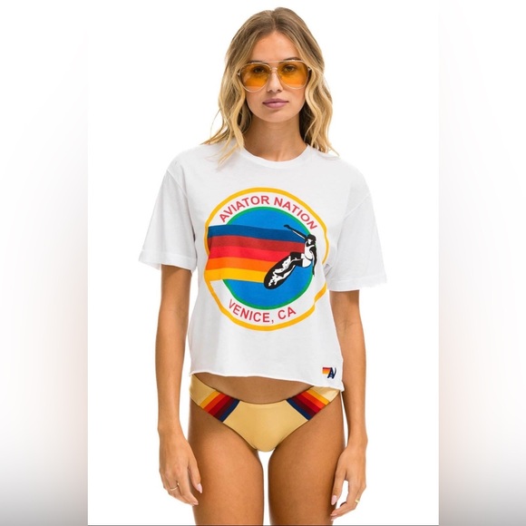 Aviator Nation Tops - Aviator Nation Signature Boyfriend White Venice Tee
🌅🌊 Size Small